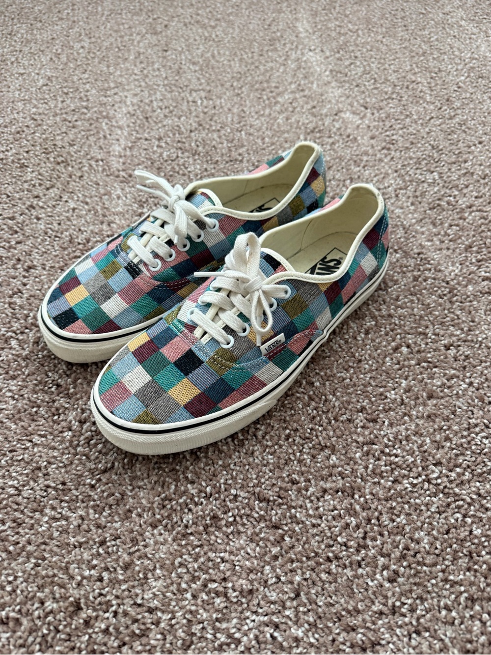 Vans Checkerboard Low Top Sneakers in Teal, Pink, Yellow, Black - Picture 3 of 5
